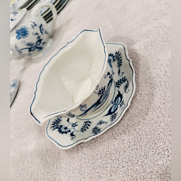 Blue Danube Dining Vintage Blue Danube Gravy Boat With Attached